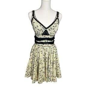 Z Spoke Zac Posen Cut Outs Roman Greek People Print Mini Silk Dress Size 6